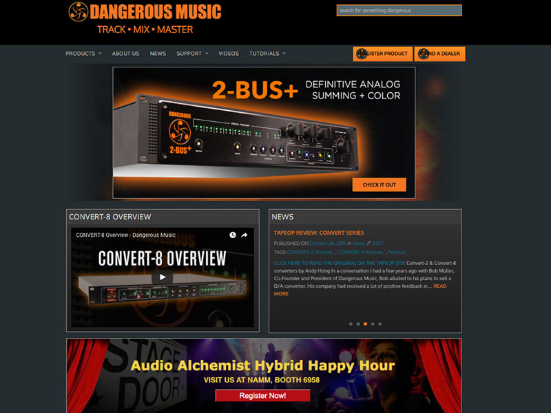 Dangerous Music website redesign by Rodezno Studios.